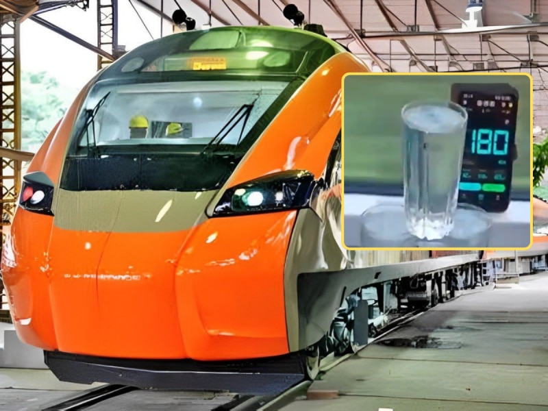 ୧୮୦ ଘଣ୍ଟା ପ୍ରତି ବେଗ, ଗ୍ଲାସରୁ ଗୋଟିଏ ଟୋପା ବି ମଧ୍ୟ ପଡ଼ିଲା ନାହିଁ ପାଣି; ବନ୍ଦେ ଭାରତ...