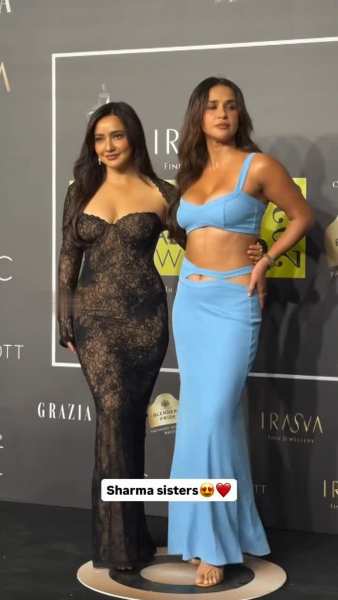 फिटेड बॉडीकॉन ड्रेस में शर्मा सिस्टर्स ने ढाया कहर, Neha और Aisha Sharma के कातिलाना अंदाज देख क्रेजी हुए फैंस!