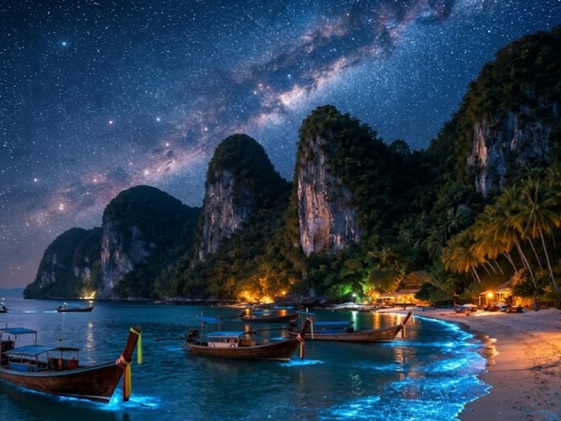 कुदरत का करिश्मा या एलियंस का जादू? थाईलैंड के इन तटों पर रात को नीली रोशनी में नहाता है समंदर