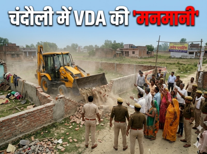 चंदौली में VDA पर मनमानी का आरोप, बिना नोटिस बुलडोजर कार्रवाई से भड़के किसानों में आक्रोश