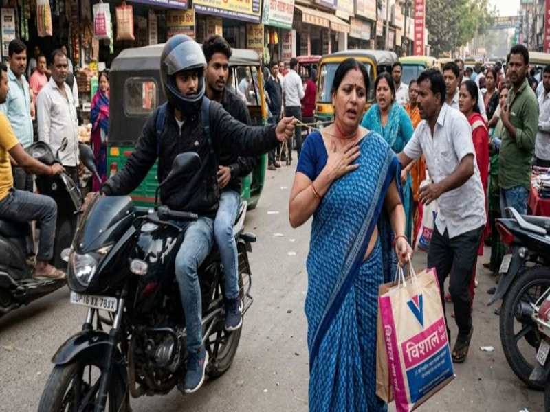 ग्रेटर नोएडा में सरेआम लूट! भीड़भाड़ वाले मार्केट में महिला की चेन झपटी, गले पर आई चोट