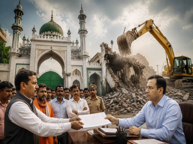 बदायूं में आरफीन मस्जिद और गेट पर घमासान; अवैध निर्माण बताकर कार्रवाई की उठी मांग